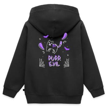 PURR EVIL Halloween T-shirt & Hoddie Design - Kinder Premium Organic Zip Hoodie - Schwarz - Hinten - AI Model Kid Male (0cm)
