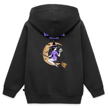 WITCH PLEASE Design pour *Halloween* - Sweat Premium à capuche zippé enfant bio - noir - Dos - AI Model Kid Male (0cm)