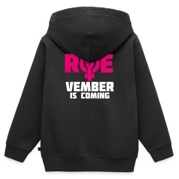 Novembre Roevember arrive - Sweat Premium à capuche zippé enfant bio - noir - Dos - AI Model Kid Male (0cm)