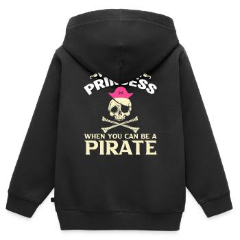 Corsaire de partie de crâne de pirate enfants - Sweat Premium à capuche zippé enfant bio - noir - Dos - AI Model Kid Male (0cm)