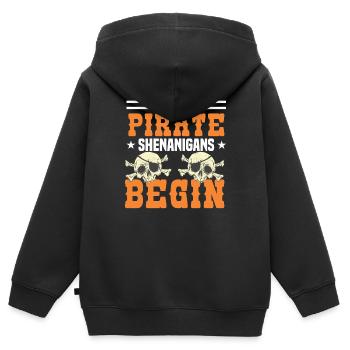 Corsaire de partie de crâne de pirate enfants - Sweat Premium à capuche zippé enfant bio - noir - Dos - AI Model Kid Male (0cm)