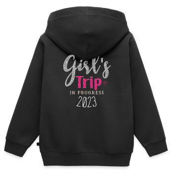 GIRLS TRIP 2023 - Sweat Premium à capuche zippé enfant bio - noir - Dos - AI Model Kid Male (0cm)