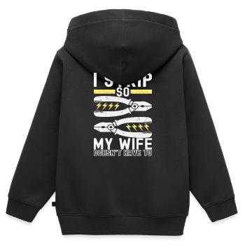 Technicien électricien en électronique - Sweat Premium à capuche zippé enfant bio - noir - Dos - AI Model Kid Male (0cm)