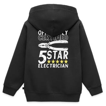 Technicien électricien en électronique - Sweat Premium à capuche zippé enfant bio - noir - Dos - AI Model Kid Male (0cm)