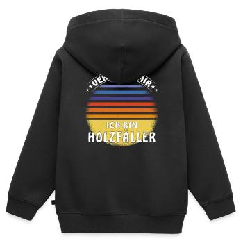 VERTRAUT MIR ICH BIN HOLZFÄLLER - Kinder Premium Organic Zip Hoodie - Schwarz - Hinten - AI Model Kid Male (0cm)