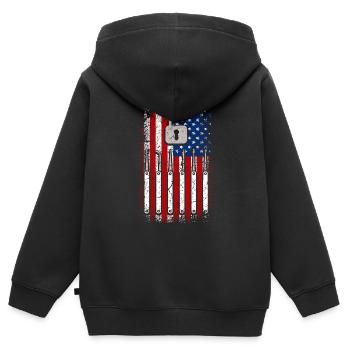 Usa American Flag Locksmith 4th of July - Kinder Premium Organic Zip Hoodie - Schwarz - Hinten - AI Model Kid Male (0cm)