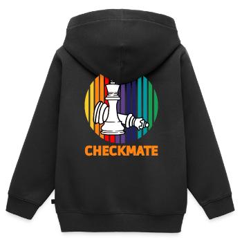 T-shirt échecs et mat - Sweat Premium à capuche zippé enfant bio - noir - Dos - AI Model Kid Male (0cm)