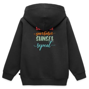 Lever de soleil Coup de soleil Coucher de soleil Répéter Hawaii Beach Été - Sweat Premium à capuche zippé enfant bio - noir - Dos - AI Model Kid Male (0cm)