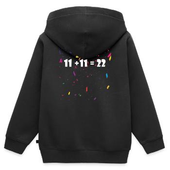 11 + 11 = 22 HELAU! *Karneval* Design - Kinder Premium Organic Zip Hoodie - Schwarz - Hinten - AI Model Kid Male (0cm)