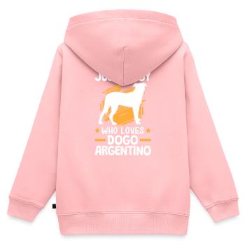 Nur ein Junge der Dogo Argentino liebt - Kinder Premium Organic Zip Hoodie - Rosa - Hinten - AI Model Kid Female (0cm)