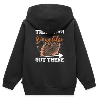 That's my daughter out there football - Kinder Premium Organic Zip Hoodie - Schwarz - Hinten - AI Model Kid Male (0cm)