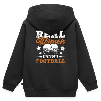 Real women watch football - Kinder Premium Organic Zip Hoodie - Schwarz - Hinten - AI Model Kid Male (0cm)