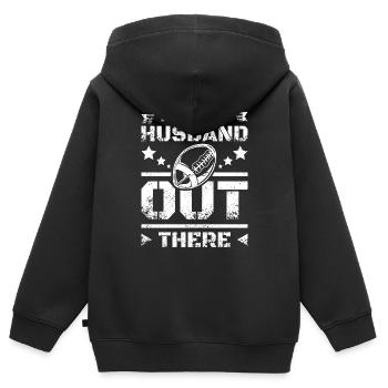 That's my husband out there football - Kinder Premium Organic Zip Hoodie - Schwarz - Hinten - AI Model Kid Male (0cm)