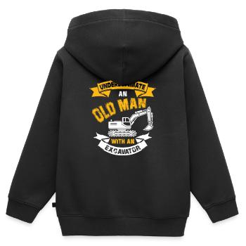 Unterschätze nie einen Baggerfahrer - Kinder Premium Organic Zip Hoodie - Schwarz - Hinten - AI Model Kid Male (0cm)