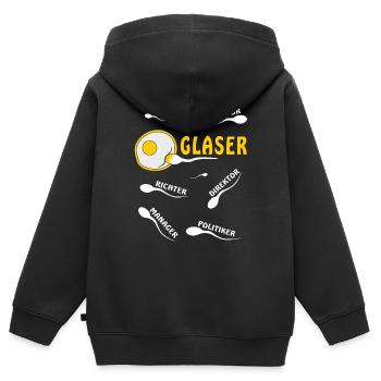 GLASER - Kinder Premium Organic Zip Hoodie - Schwarz - Hinten - AI Model Kid Male (0cm)