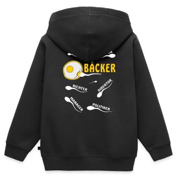 BAKER - Kids Premium Organic Zip-up Hoodie - black - Back - AI Model Kid Male (0cm)