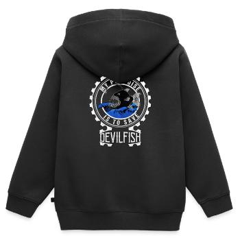 Teufelsfisch Teufelsbarsch - Kinder Premium Organic Zip Hoodie - Schwarz - Hinten - AI Model Kid Male (0cm)