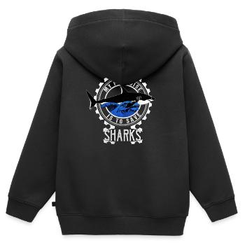 Requin Requin Plongeur Requin - Sweat Premium à capuche zippé enfant bio - noir - Dos - AI Model Kid Male (0cm)