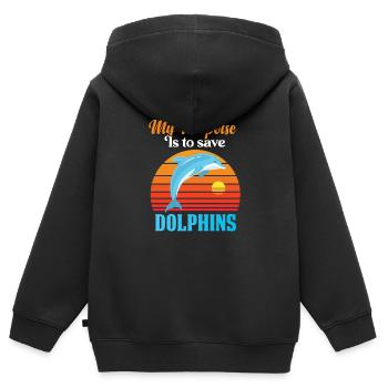 Dauphins Dauphins - Sweat Premium à capuche zippé enfant bio - noir - Dos - AI Model Kid Male (0cm)