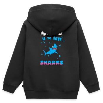Requin Requin Plongeur Requin - Sweat Premium à capuche zippé enfant bio - noir - Dos - AI Model Kid Male (0cm)