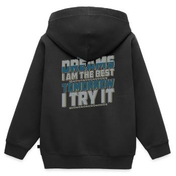 IN MY DREAMS I AM THE BEST - Kinder Premium Organic Zip Hoodie - Schwarz - Hinten - AI Model Kid Male (0cm)