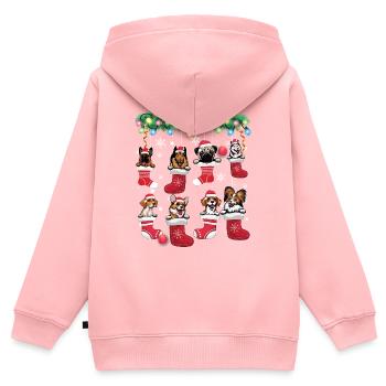 Chiens mignons dans les bas de Noël - Dog Lover - Sweat Premium à capuche zippé enfant bio - rose - Dos - AI Model Kid Female (0cm)