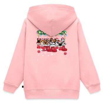 Différentes races de chiens dans les bas de Noël - Noël - Sweat Premium à capuche zippé enfant bio - rose - Dos - AI Model Kid Female (0cm)