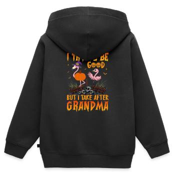 4 - Sweat Premium à capuche zippé enfant bio - noir - Dos - AI Model Kid Male (0cm)