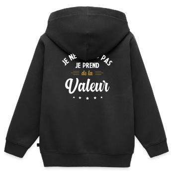 Je ne vieillis pas, je prends de la valeur - Sweat Premium à capuche zippé enfant bio - noir - Dos - AI Model Kid Male (0cm)