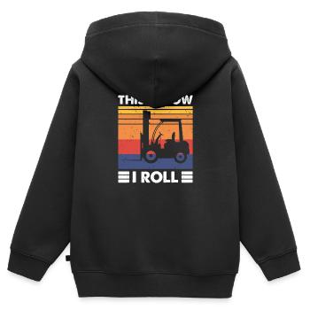 This Is How I Roll - Lustiger Gabelstapler - Kinder Premium Organic Zip Hoodie - Schwarz - Hinten - AI Model Kid Male (0cm)