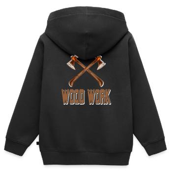 Cool Awesome Wood Work Retro Wood Worker Designs - Sweat Premium à capuche zippé enfant bio - noir - Dos - AI Model Kid Male (0cm)