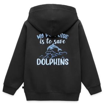 Dauphin Dauphins - Sweat Premium à capuche zippé enfant bio - noir - Dos - AI Model Kid Male (0cm)