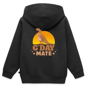 Känguru G-Day Mate Kangoroo - Kinder Premium Organic Zip Hoodie - Schwarz - Hinten - AI Model Kid Male (0cm)