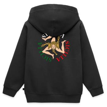 Drapeau de la Sicile Sicile Palerme Italie - Sweat Premium à capuche zippé enfant bio - noir - Dos - AI Model Kid Male (0cm)