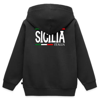Drapeau de la Sicile Sicile Palerme Italie - Sweat Premium à capuche zippé enfant bio - noir - Dos - AI Model Kid Male (0cm)
