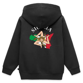 Sizilien flagge Sizilien Palermo Italien - Kinder Premium Organic Zip Hoodie - Schwarz - Hinten - AI Model Kid Male (0cm)