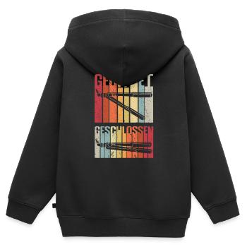 Friseure geöffnet geschlossen witziges Friseur Ges - Kinder Premium Organic Zip Hoodie - Schwarz - Hinten - AI Model Kid Male (0cm)