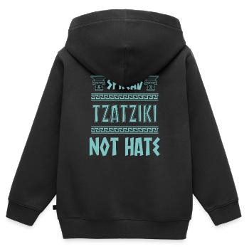 Griechische Mythologie und Griechisches Essen - Kinder Premium Organic Zip Hoodie - Schwarz - Hinten - AI Model Kid Male (0cm)