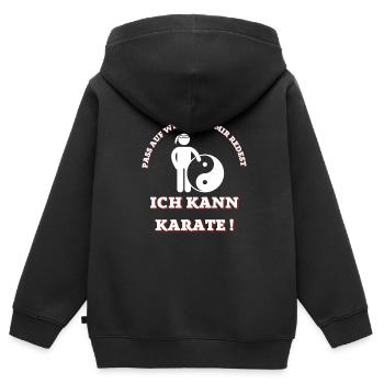 PASS AUF ICH KANN KARATE - Kinder Premium Organic Zip Hoodie - Schwarz - Hinten - AI Model Kid Male (0cm)