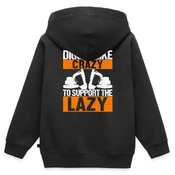 Conducteur d’excavatrice de chantier de chantier - Sweat Premium à capuche zippé enfant bio - noir - Dos - AI Model Kid Male (0cm)