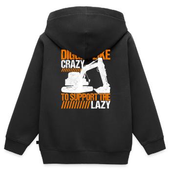 Conducteur d’excavatrice de chantier de chantier - Sweat Premium à capuche zippé enfant bio - noir - Dos - AI Model Kid Male (0cm)