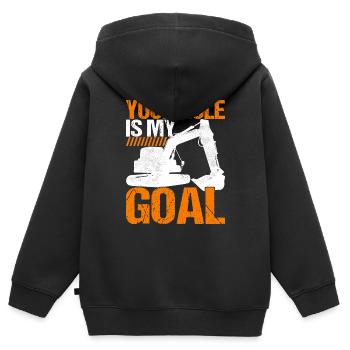 Conducteur d’excavatrice de chantier de chantier - Sweat Premium à capuche zippé enfant bio - noir - Dos - AI Model Kid Male (0cm)