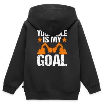 Conducteur d’excavatrice de chantier de chantier - Sweat Premium à capuche zippé enfant bio - noir - Dos - AI Model Kid Male (0cm)