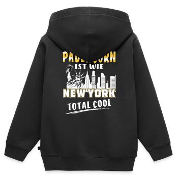 PADERBORN IST WIE NEW YORK - Kinder Premium Organic Zip Hoodie - Schwarz - Hinten - AI Model Kid Male (0cm)
