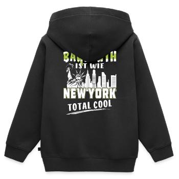 BAYREUTH IST WIE NEW YORK - Kinder Premium Organic Zip Hoodie - Schwarz - Hinten - AI Model Kid Male (0cm)
