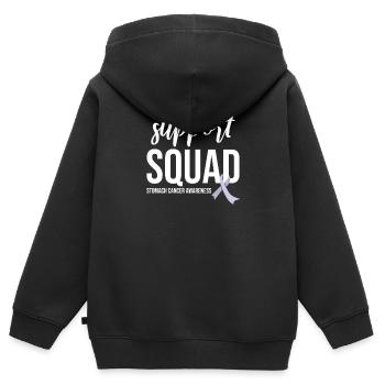 Escouade de soutien, Periwinkle Loop Cancer de l’estomac - Sweat Premium à capuche zippé enfant bio - noir - Dos - AI Model Kid Male (0cm)