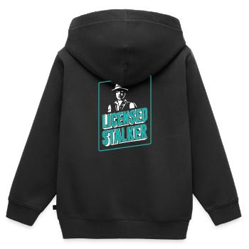 Stalker agréé, drôle de détective privé - Sweat Premium à capuche zippé enfant bio - noir - Dos - AI Model Kid Male (0cm)