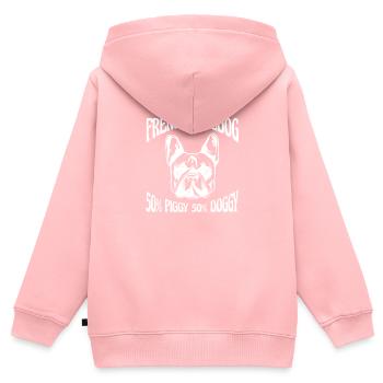 50% Piggy 50% Doggy, Lustiger French Bulldog - Kinder Premium Organic Zip Hoodie - Rosa - Hinten - AI Model Kid Female (0cm)