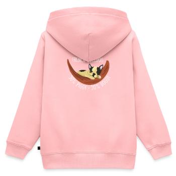 50% Piggy 50% Doggy, Lustiger French Bulldog - Kinder Premium Organic Zip Hoodie - Rosa - Hinten - AI Model Kid Female (0cm)