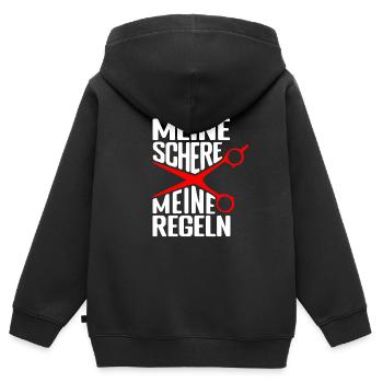 Meine Schere - Meine Regeln Friseur Salon Friseuri - Kinder Premium Organic Zip Hoodie - Schwarz - Hinten - AI Model Kid Male (0cm)